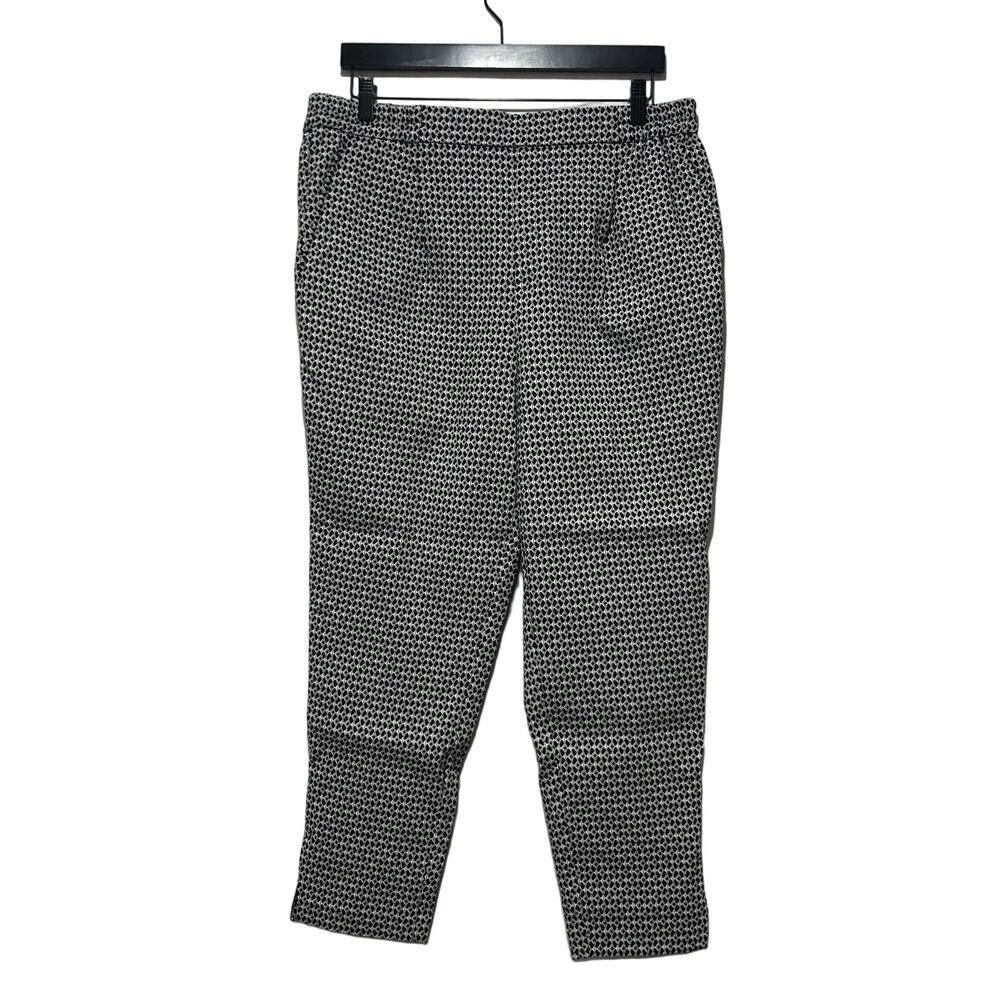 Anthropologie  Black Motif Larkin Jacquard Tapered Pull On Pant Size L